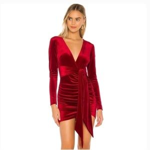 REVOLVE Superdown Ruched Velvet Mini Dress Red Size XS